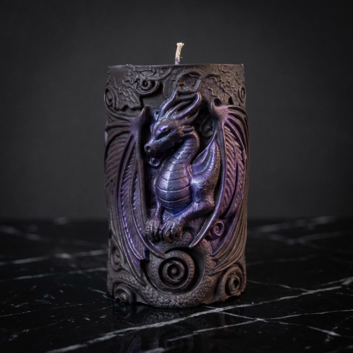 Dragon Pillar Candle, Gothic Sculptural Soy Wax Candle, Fantasy Candle Decor, Handmade Mythical Dragon Gift