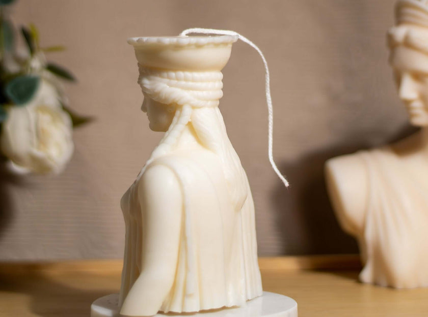 Female torso candle – symbolic soy wax sculpture for spiritual interiors