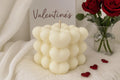 Handmade Heart Cube Bubble Candle – Soy Wax Valentine's Gift – unlit display