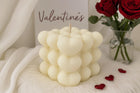 Handmade Heart Cube Bubble Candle – Soy Wax Valentine's Gift – unlit display