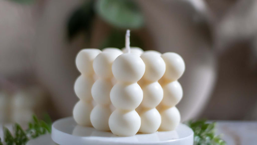 Handmade bubble cube candle – clean burning, non-toxic, and perfect for wellness-inspired spaces.