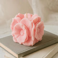 Floral Soy Wax Candle – Handmade Flower Blush Candle — lit candle