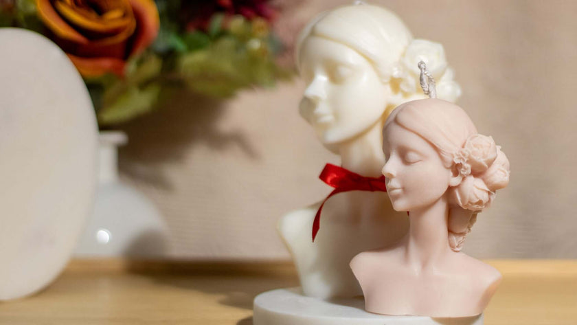 Handmade soy wax candle – large woman figure for refined, minimalist spaces.