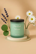 Lavender Vanilla Floral Candle - Herbal Muse soy wax candle — styled display