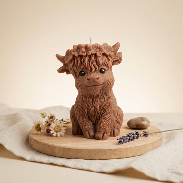 Highland Cow Candle – Rustic Farmhouse Decor – Country Home Accent – Animal Candle – Handmade Soy Wax – Cozy Home Decor