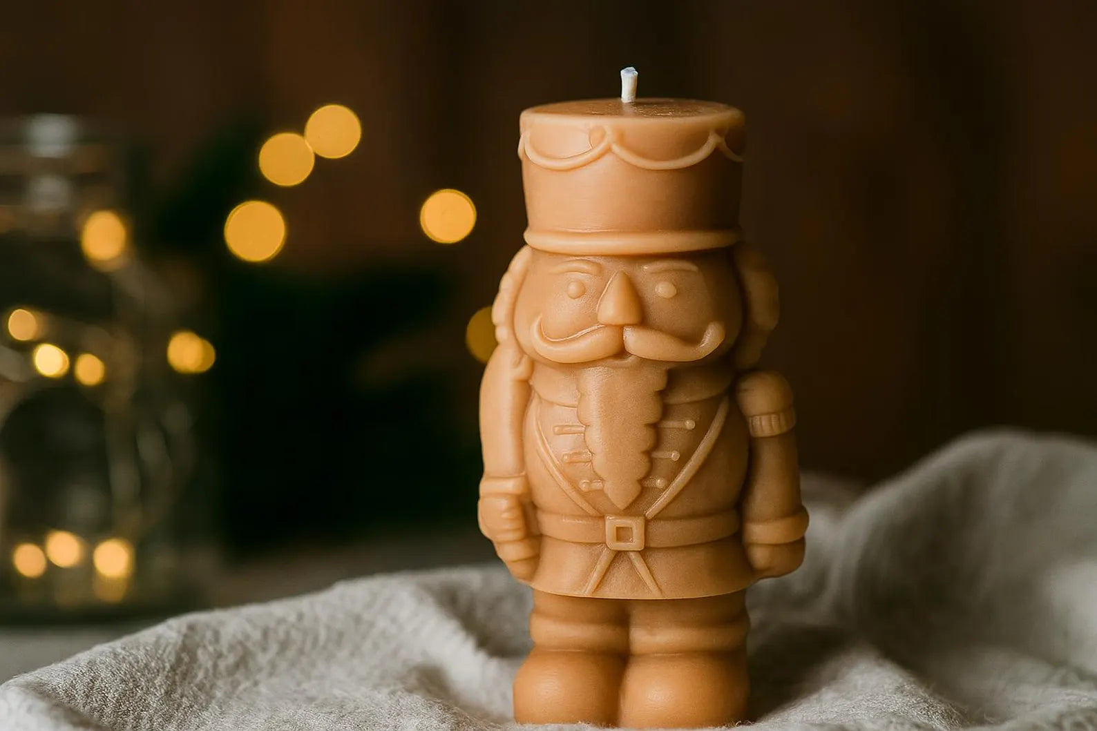 Large Nutcracker Christmas candle – hand-poured soy wax sculptural decor handmade in Florida