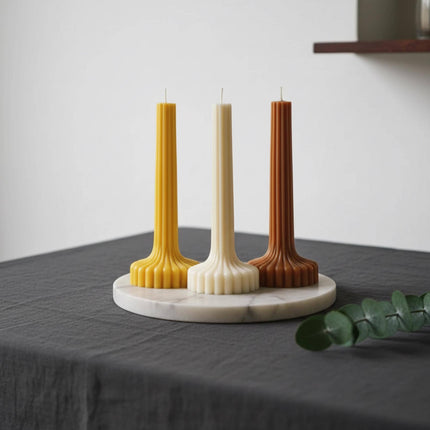 Large Ribbed Pillar Candle
