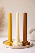 Large Ribbed Pillar Candle – side view