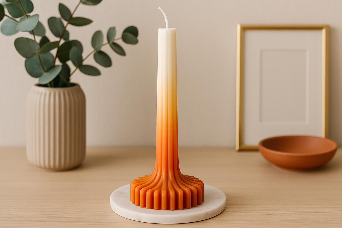 Large Ribbed Pillar Candle