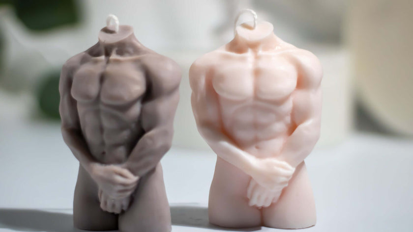 Male torso candle – sculptural soy wax body for artistic and modern decor