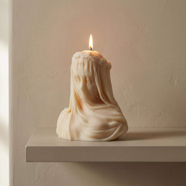 Medium Veiled Lady Candle – side view
