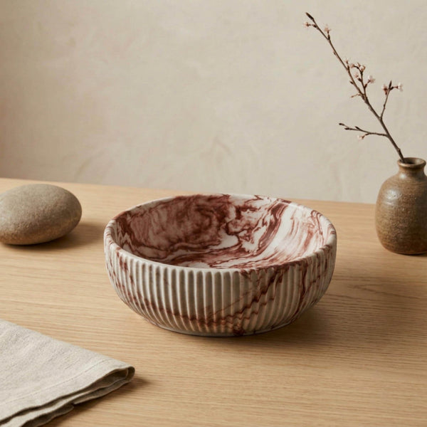 Minimalist Ribbed Bowl – side view