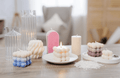 Modern decorative candle – bubble cube shape in non-GMO soy wax, ideal for contemporary homes.