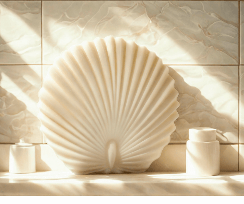Natural soy shell candle – elegant wellness accessory for modern, toxin-free home fragrance.