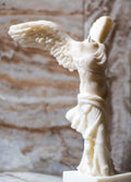Winged Victory sculpture candle unlit – home decor display, ivory