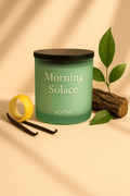 Morning Solace Candle — Citrus Non-Toxic Soy Wax — styled display