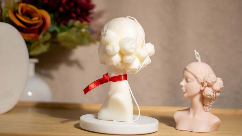 Powerful feminine candle in bust form – elegant home decor in eco-friendly wax.