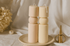 Ribbed Pillar Candles on an elegant white table 