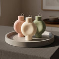 Ribbed Swirl Pillar Soy Candle – front view