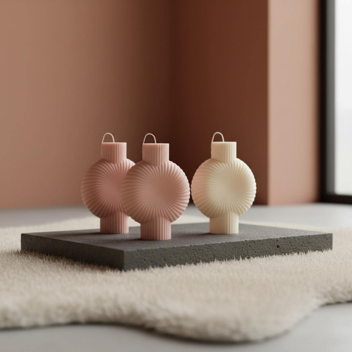 Ribbed Swirl Pillar Soy Candle