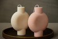 Ribbed Swirl Pillar Soy Candle – lifestyle view
