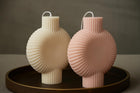 Ribbed Swirl Pillar Soy Candle – lifestyle view
