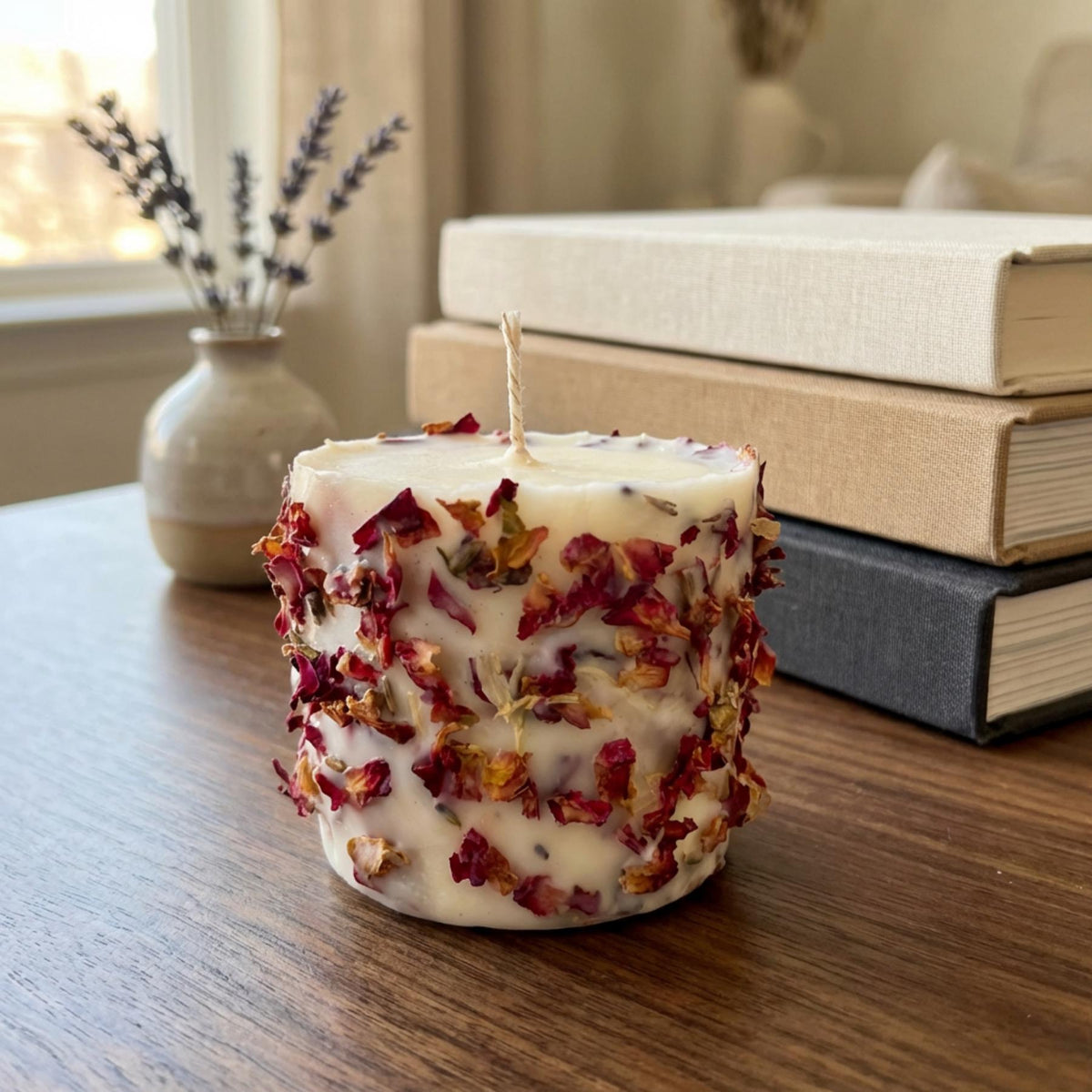 Rose Petal Soy Candle – detail view
