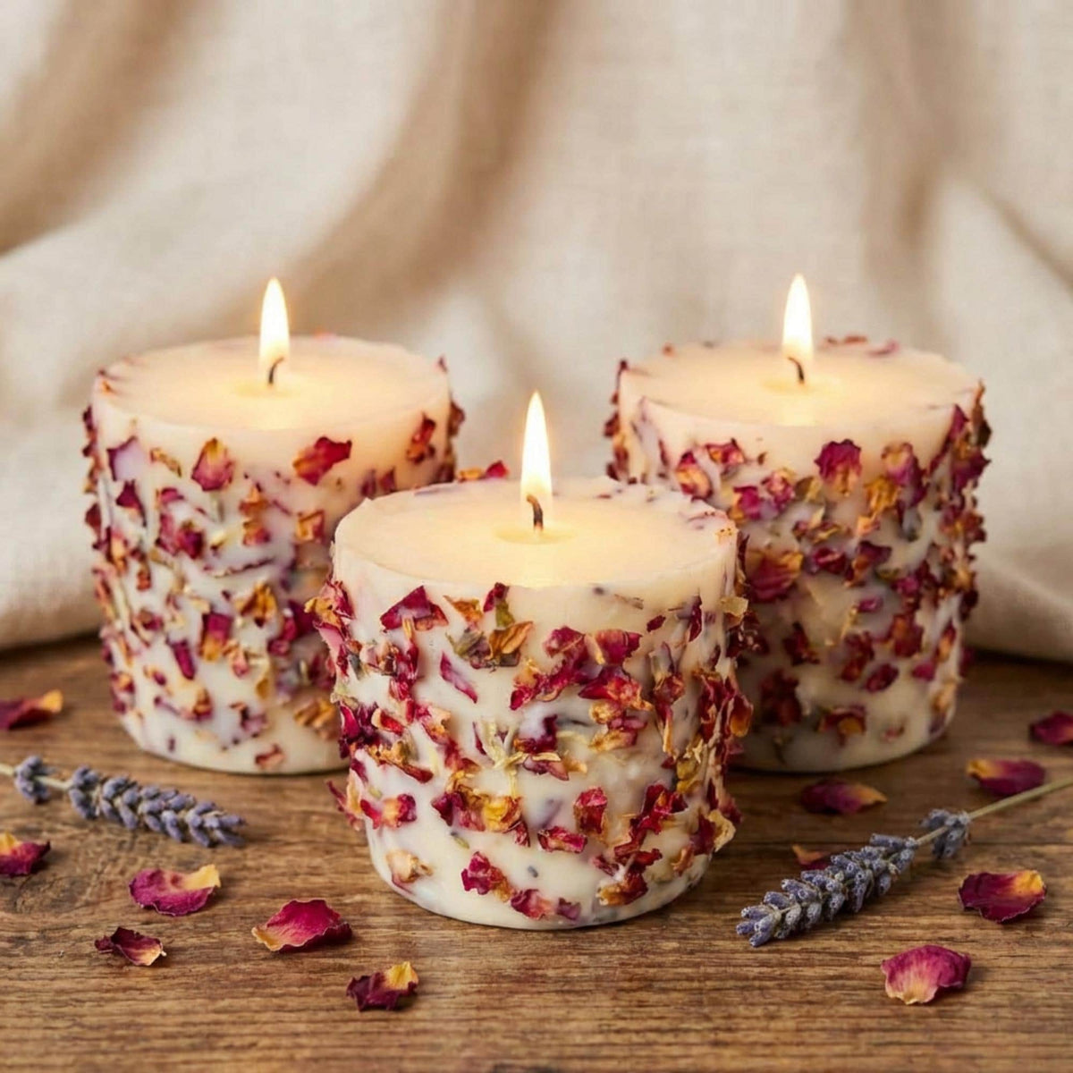 Rose Petal Soy Candle – lifestyle view