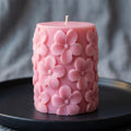 Sakura Pillar Candle: Cherry Blossom Scented Soy Wax Handmad – front view
