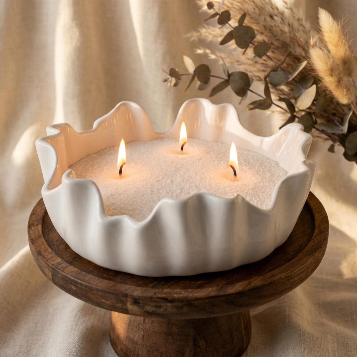 Sand Wax Candle Bowl – Refillable Candle – Pearled Wax Candle 