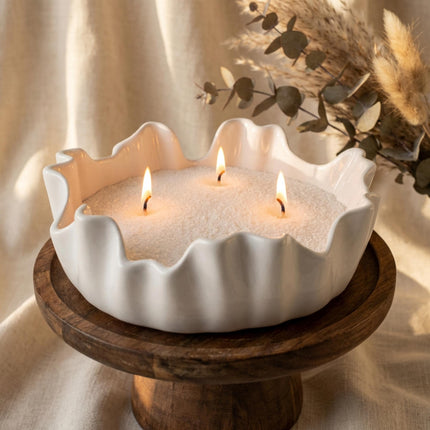Sand Wax Candle Bowl – Refillable Candle – Pearled Wax Candle 