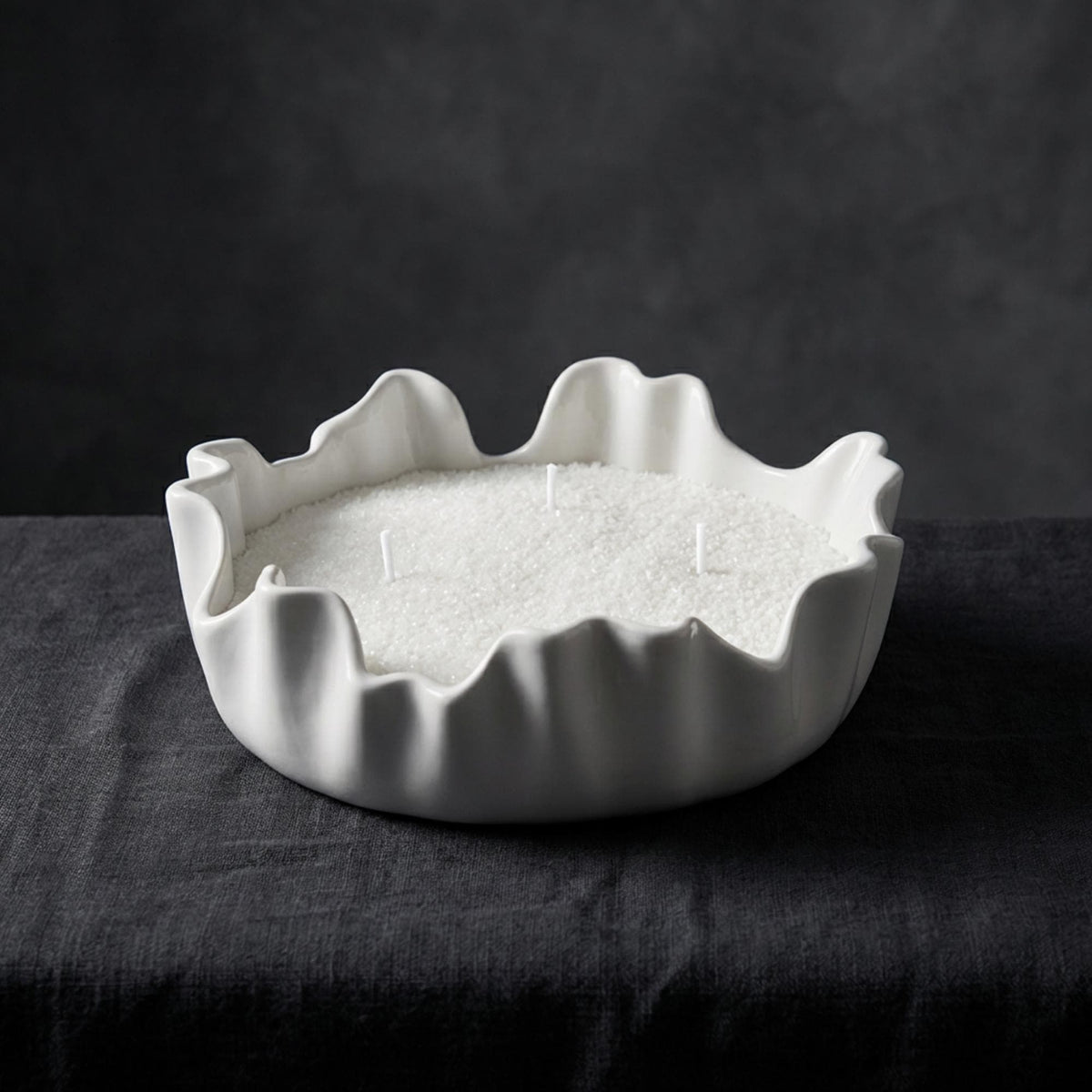 Sand Wax Candle Bowl – Refillable Candle – Pearled Wax Candle 