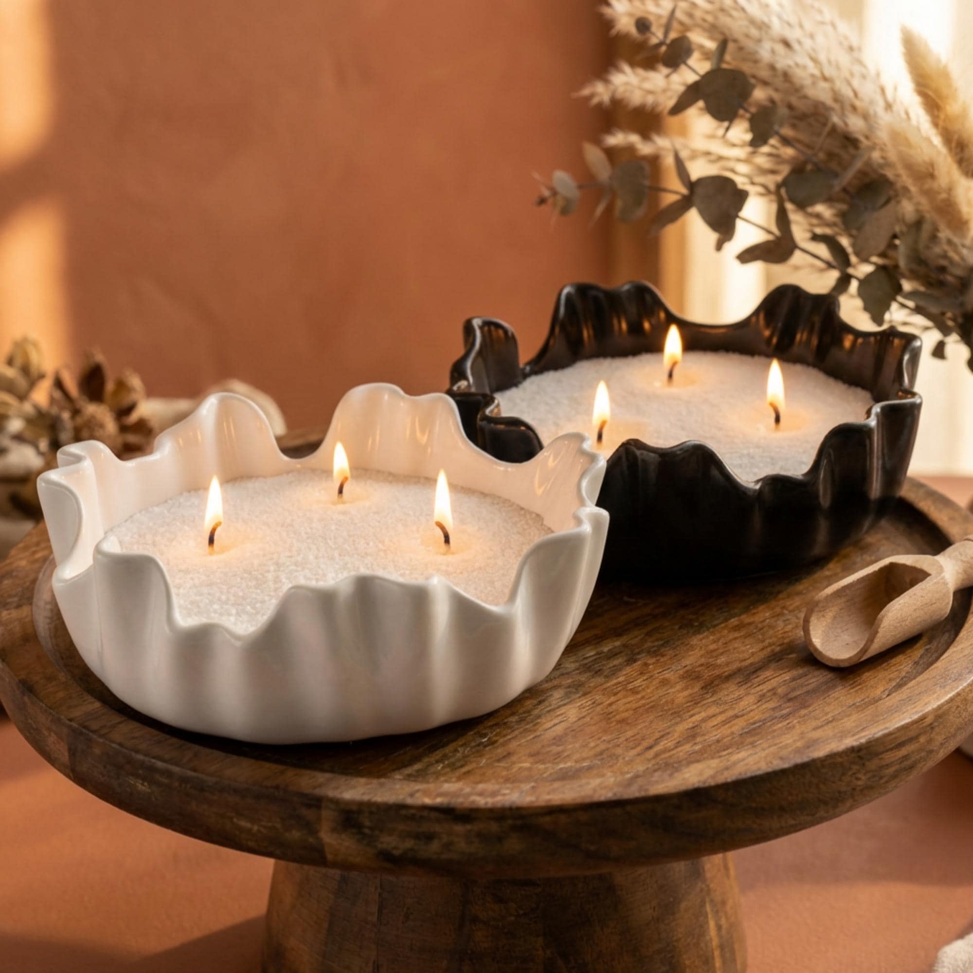 Sand Wax Candle Bowl – Refillable Candle – Pearled Wax Candle 