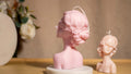 Small Blindfolded Lady Candle soy wax candle — styled display