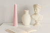 Sculptural ribbed pillar candle made from natural soy wax