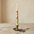 Set of Floral Taper Candles – Red Dinner Candles – side view