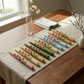 Set of Floral Taper Candles – Red Dinner Candles – detail view