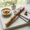 Set of Floral Taper Candles – Red Dinner Candles – unlit display