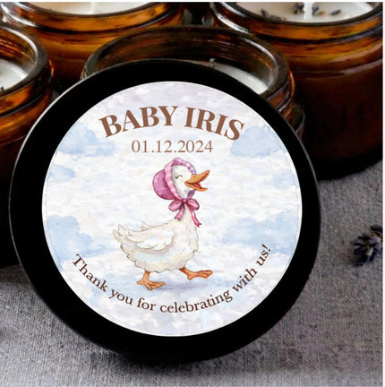 Personalized Baby Shower Candle Favors — 1oz Soy Wax Small Jar, Custom Label