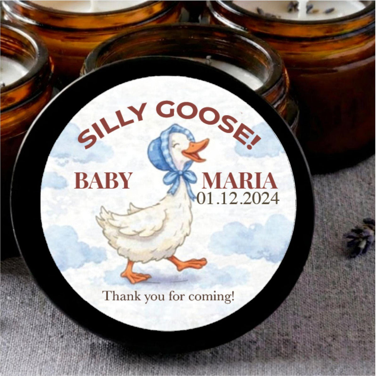 Personalized Baby Shower Candle Favors — 1oz Soy Wax Small Jar, Custom Label