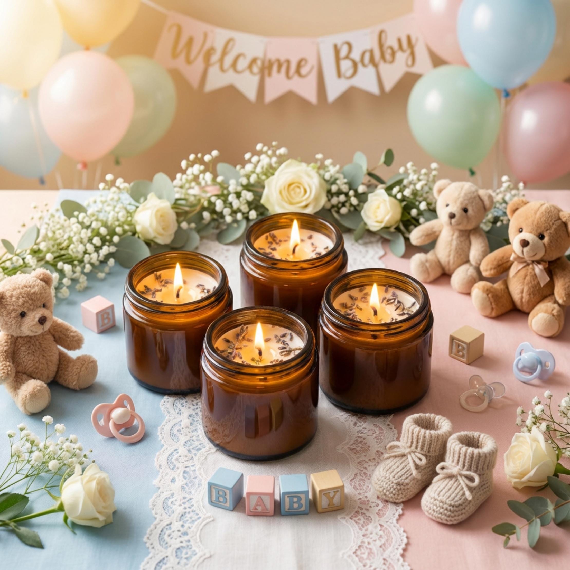 Personalized Baby Shower Candle Favors — 1oz Soy Wax Small Jar, Custom Label