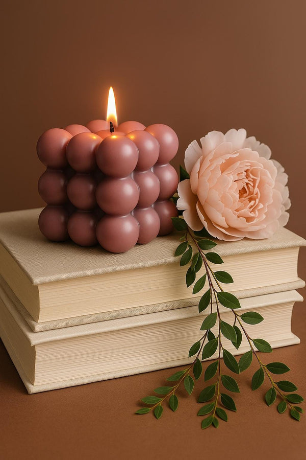 Soy Wax Bubble Bulk Candle: Cube Decor – side view