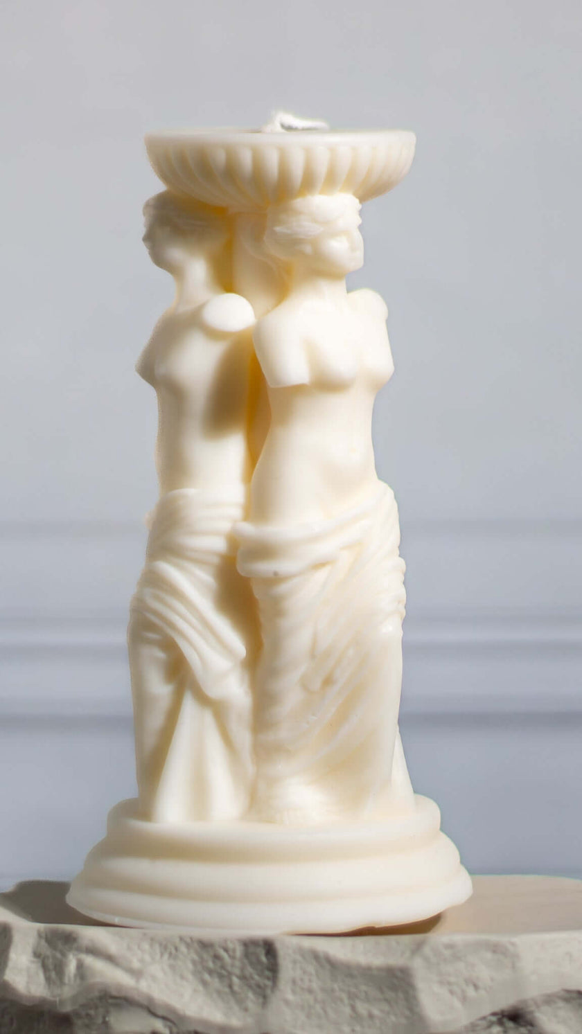 Soy wax candle shaped as Greek goddesses – elegant handmade decorative art.