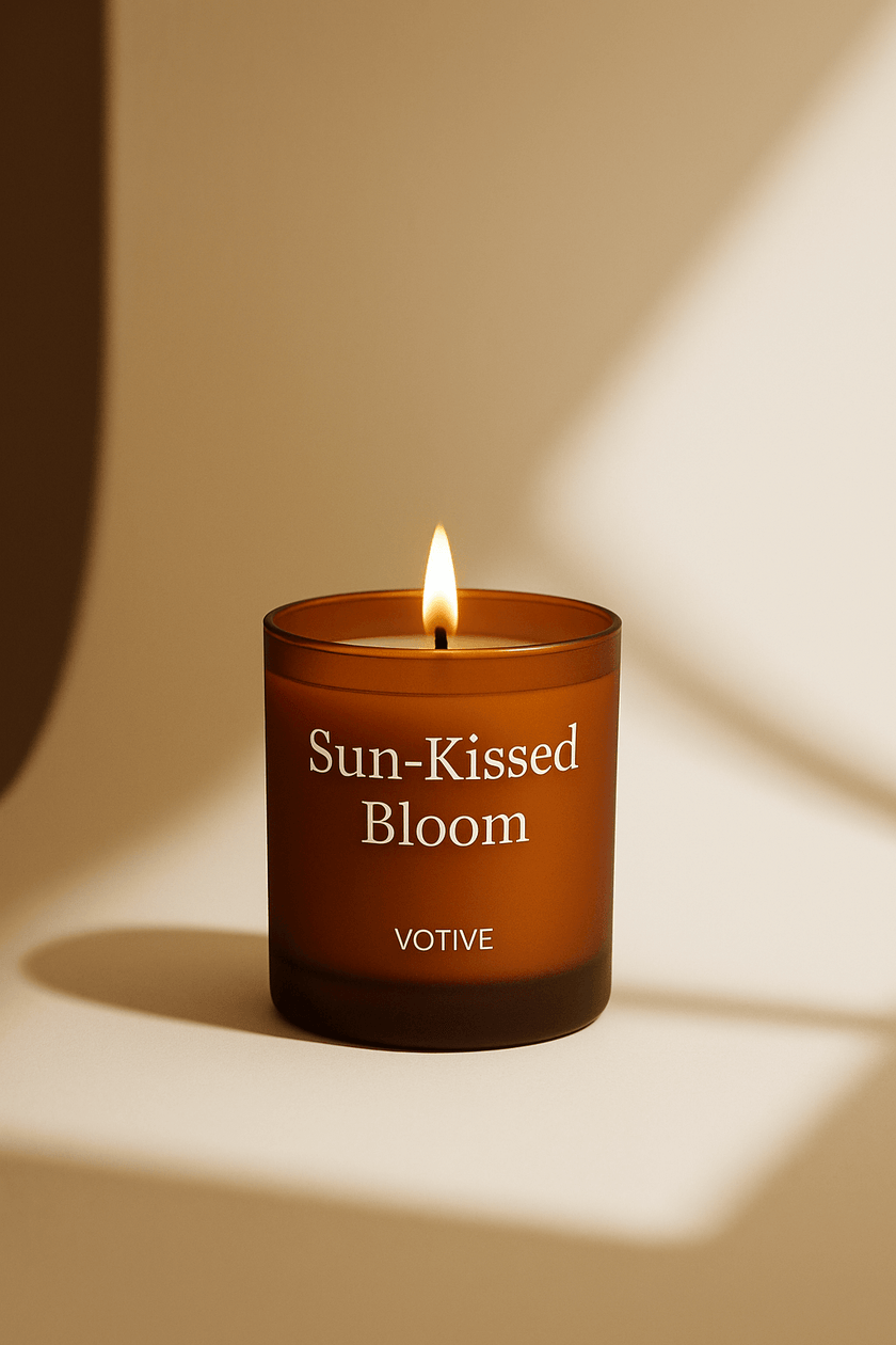Sun Kissed Bloom luxury soy candle with coconut papaya and tropical flower scent