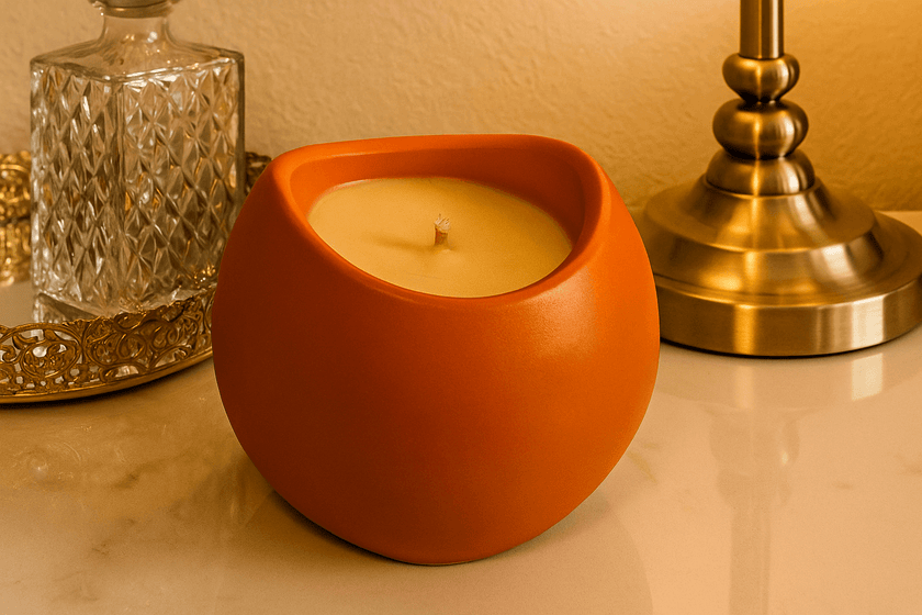 Sustainable soy candle in customizable jar color


