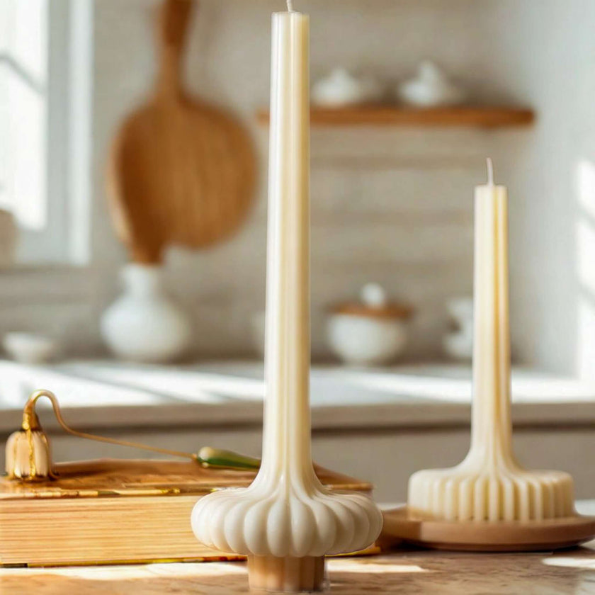 Tall sculptural soy wax candle – handmade minimalist decor
