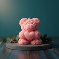 Teddy Bear Candle: Heart-Shaped Soy Wax Valentine's Gift - G – front view