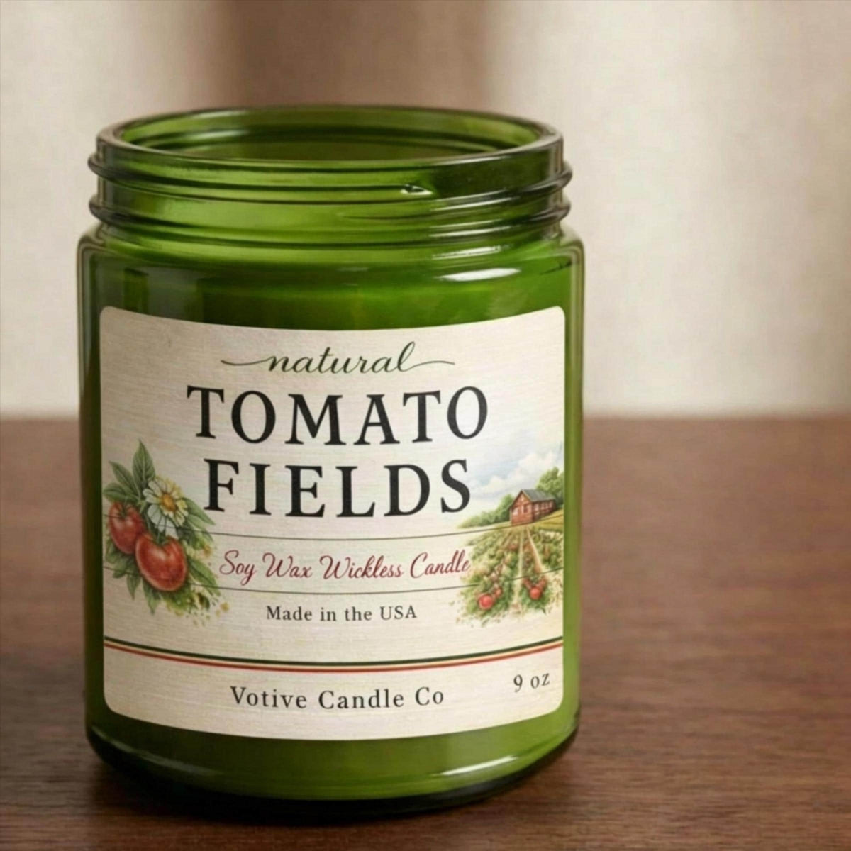 Tomato Leaf & Basil Vegan Soy Wax Wickless Candle