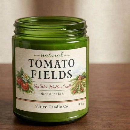 Tomato Leaf & Basil Vegan Soy Wax Wickless Candle – side view