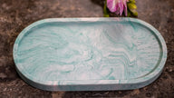 Unique marble effect Jesmonite tray – perfect for organizing jewelry.